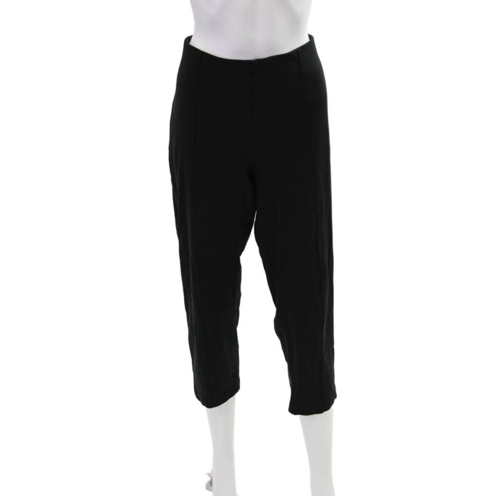 Equestrian Women's Flat Front Straight Leg Ankle Pants Black Size L